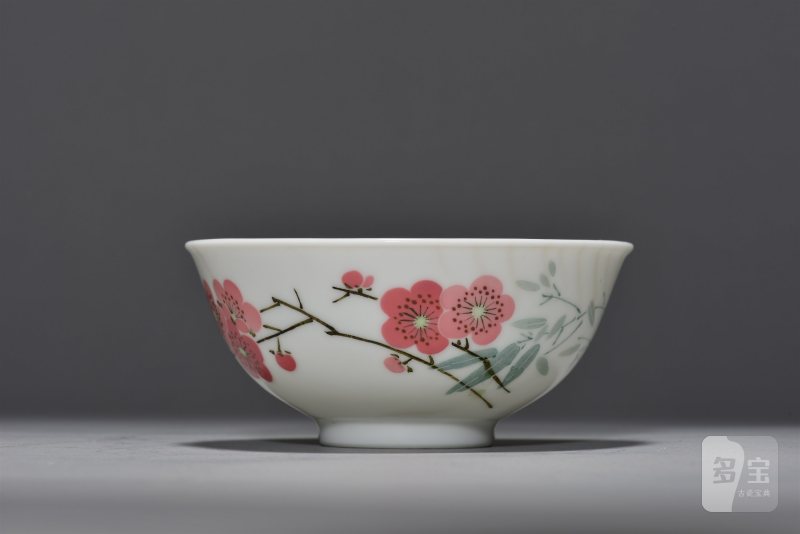 近现代 7501 釉中彩竹叶梅花碗 - 图2